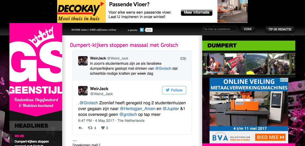 Minstens negen bedrijven en instellingen maakten de afgelopen dagen bekend te stoppen met adverteren op de websites Dumpert.nl en Geenstijl.nl, die onder vuur liggen om hun vrouwonvriendelijke karakter.