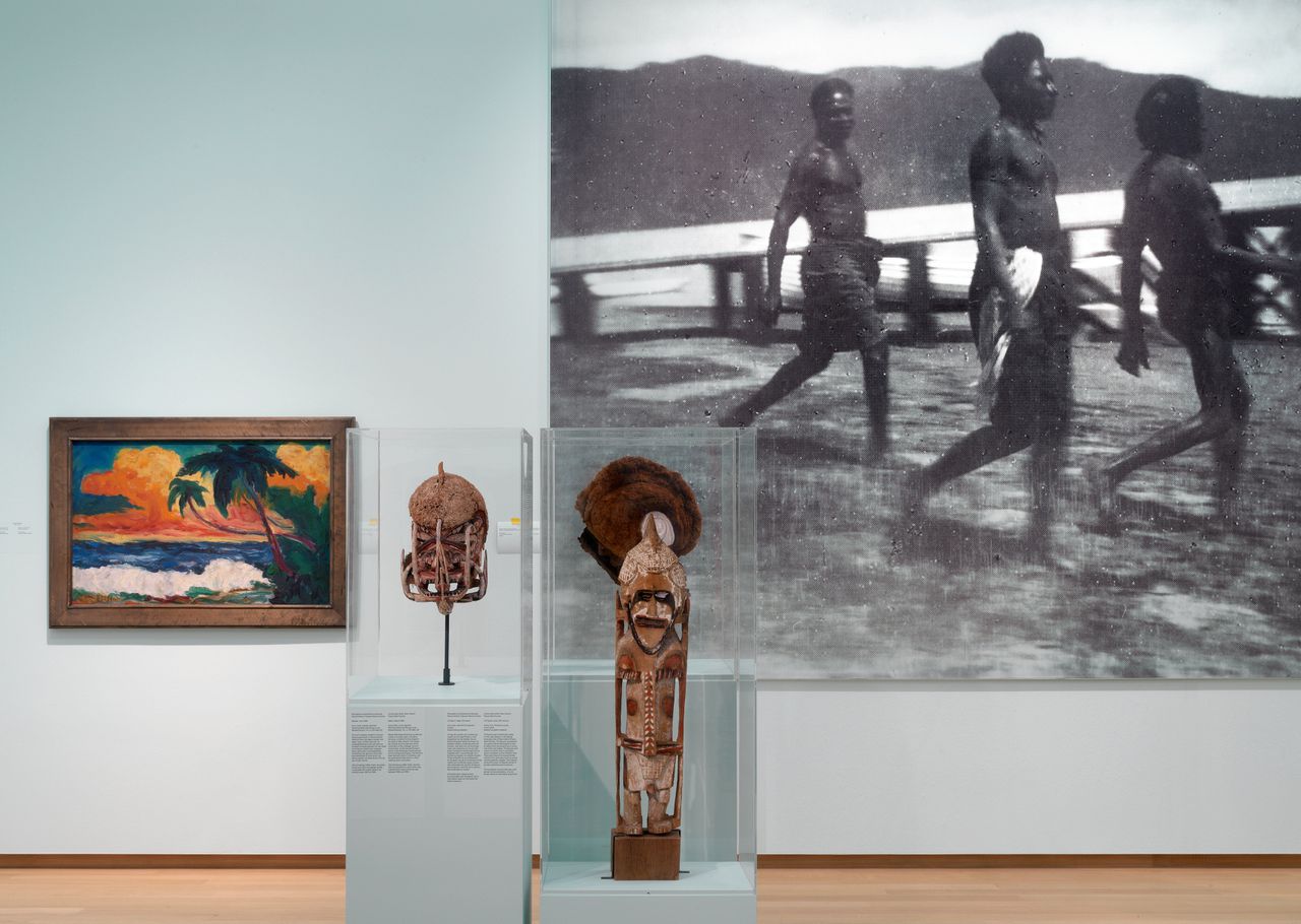In de tentoonstelling over ‘Kirchner en Nolde’ worden de werken geplaatst naast de etnografica waar ze uit putten.