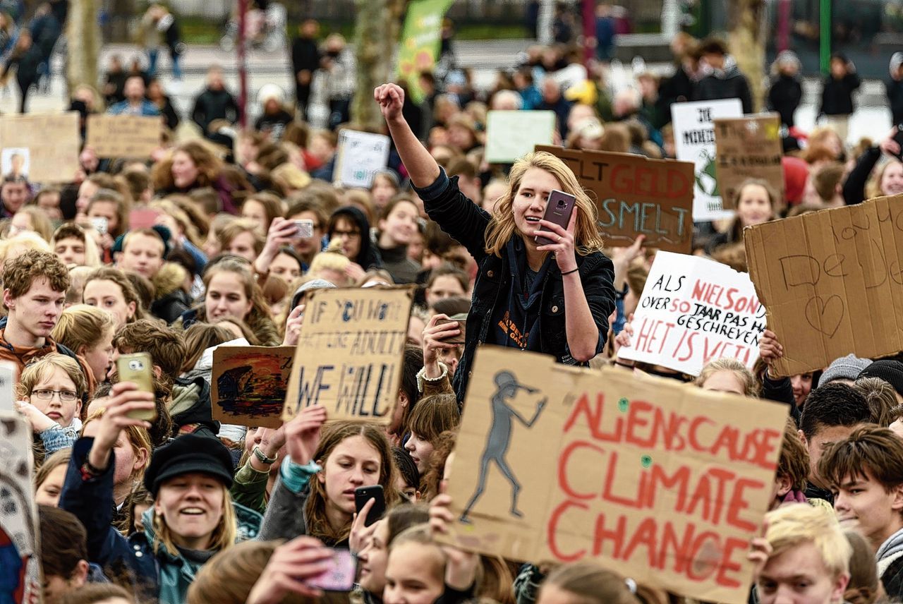 Klimaatprotest van scholieren afgelopen week in Amsterdam.