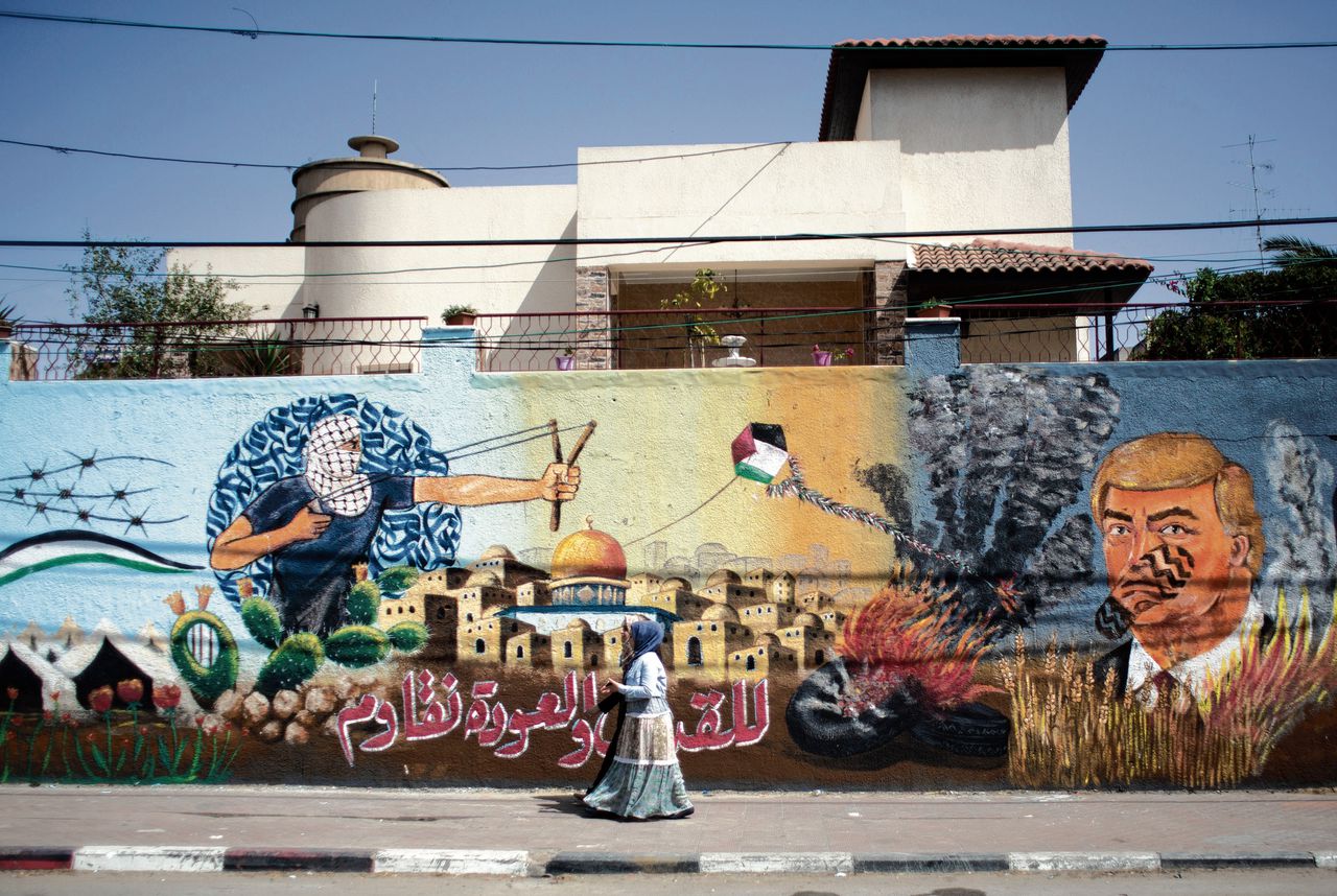 Graffitimuur in Gaza-stad.