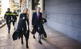 Lawyer Gerard Spong arrives with colleague Elizabeth Bijl at the court where the four suspects of the fatal explosions at the wheat camp in The Hague are in court for the first time.