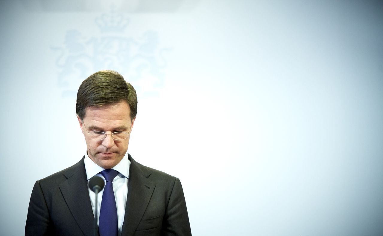 Minister-president Rutte geeft op het ministerie van Algemene Zaken een reactie op het eindrapport van de Onderzoeksraad voor Veiligheid over de toedracht van de ramp met de MH17.