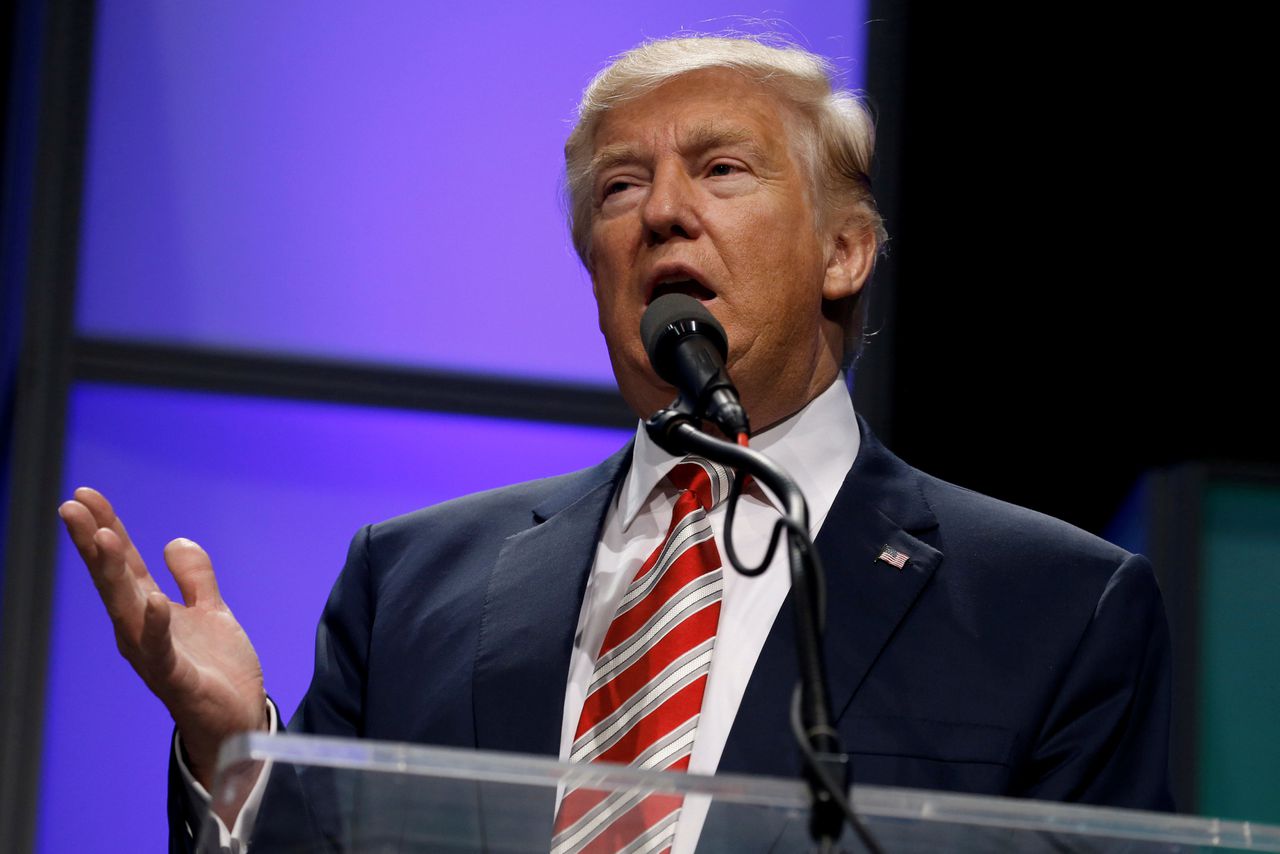 Donald Trump houdt een toespraak in Pittsburgh, Pennsylvania.