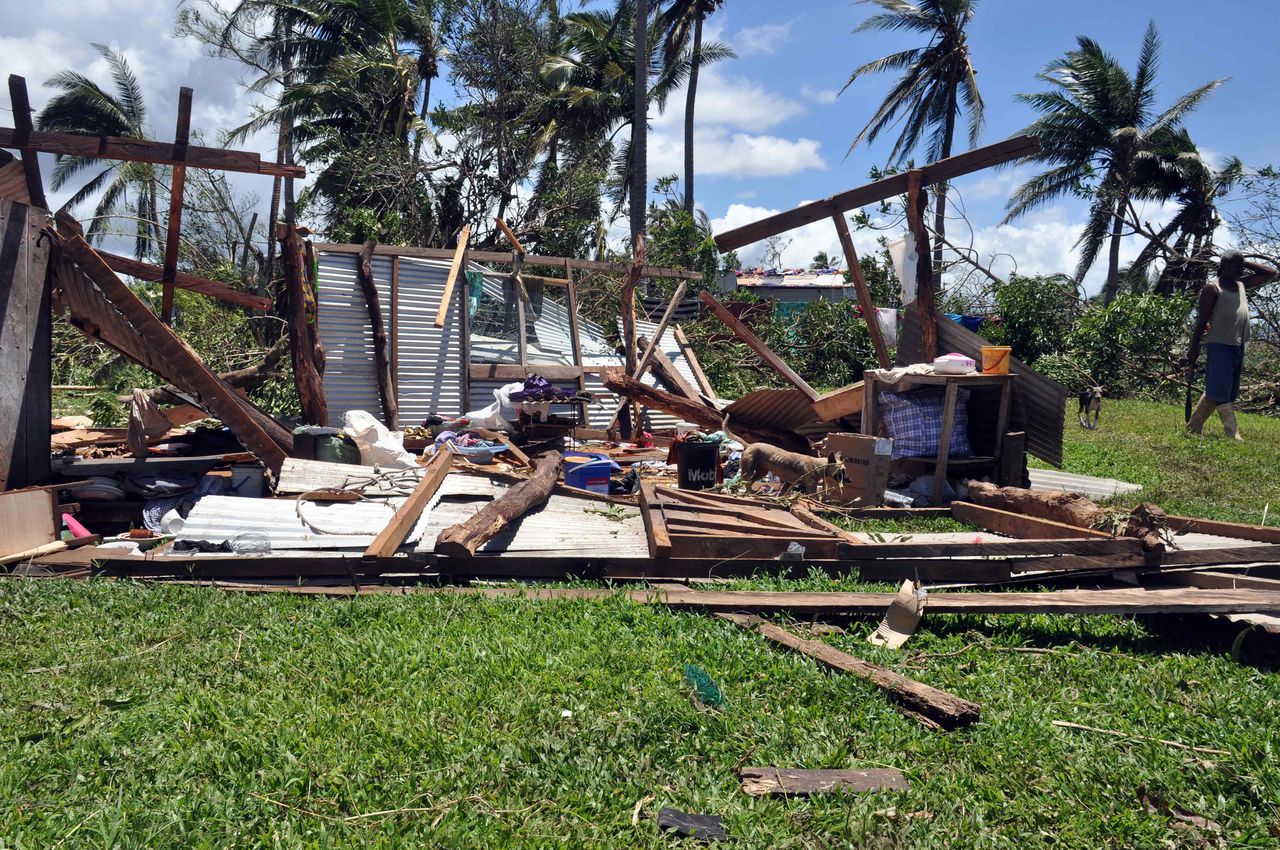 Ravage op eilanden van Fiji door orkaan Yasa 