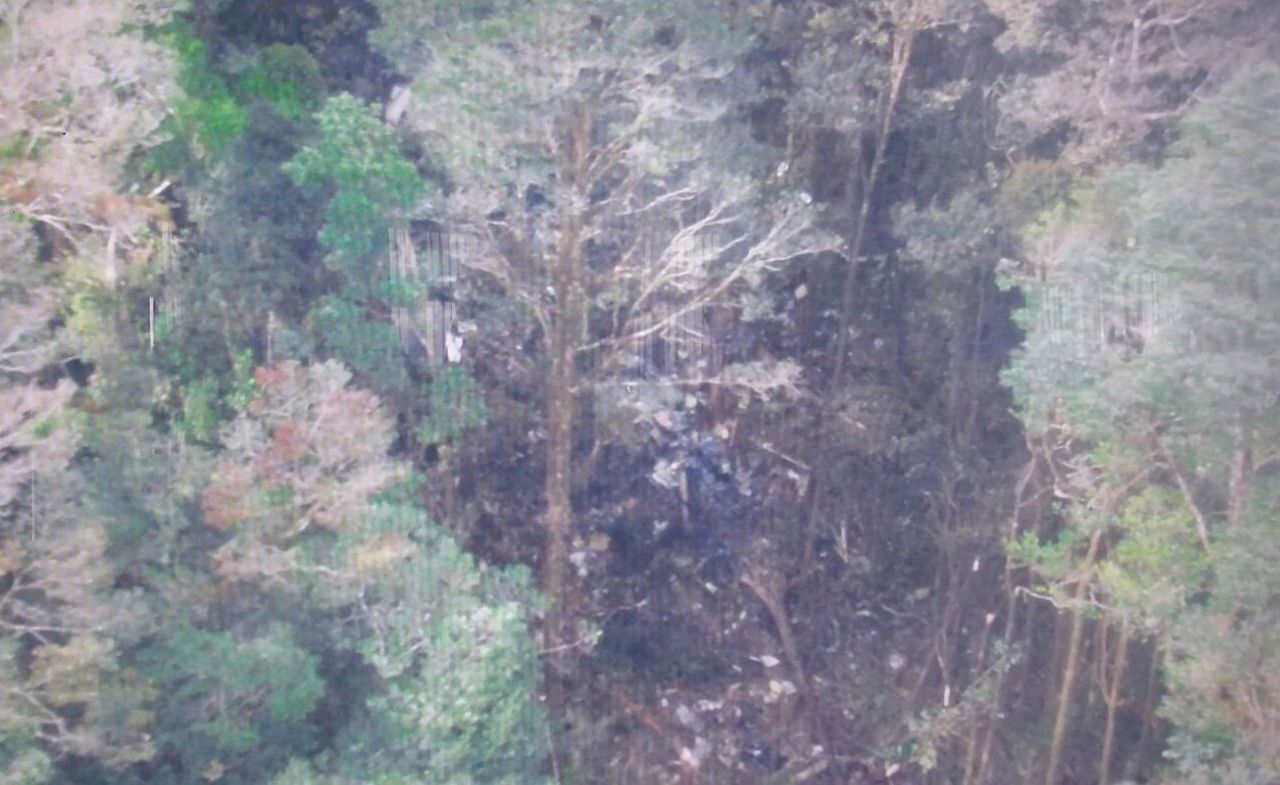 Uitsnede van een luchtfoto van de rampplek, gemaakt door de Indonesische reddingsdienst.