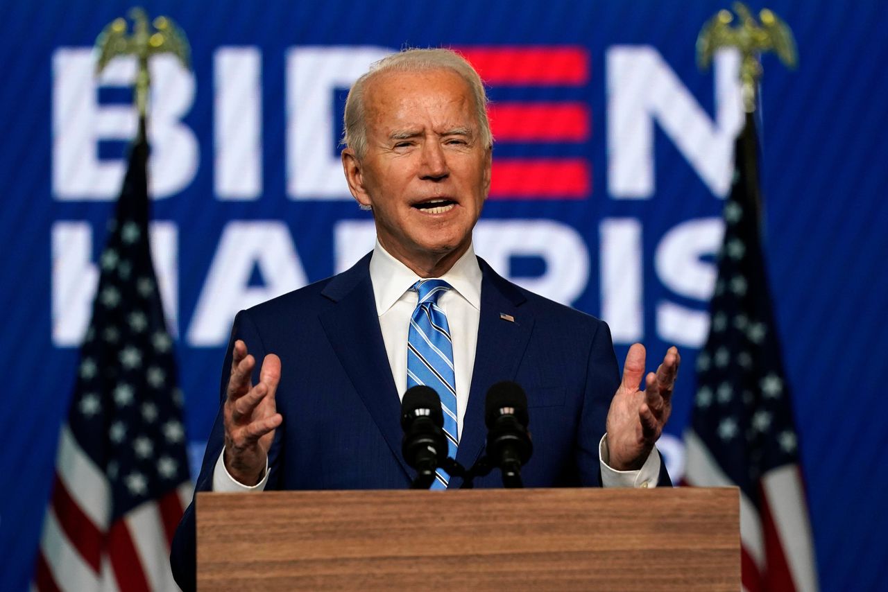 Joe Biden houdt toespraak vanuit Delaware.