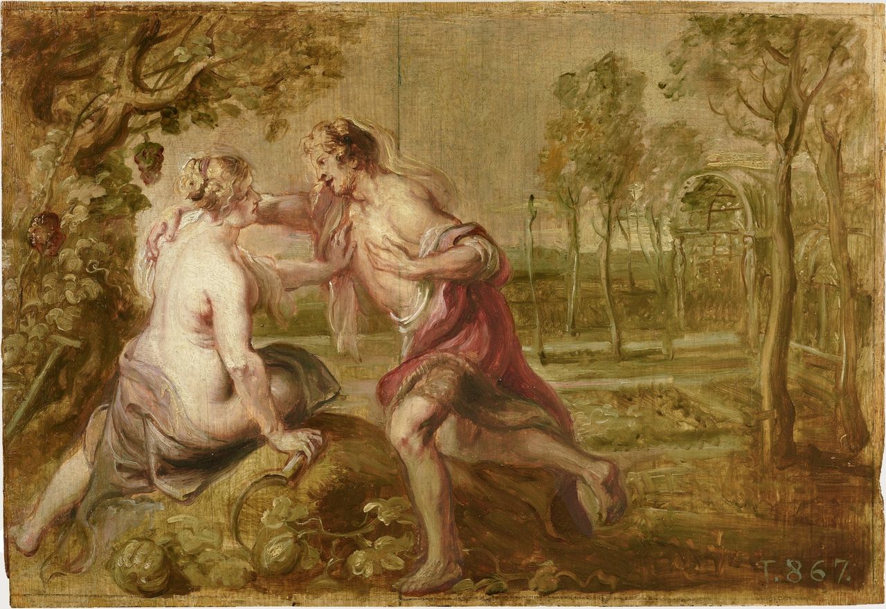 Pieter Paul Rubens, Vertumnus en Pomona (1636 - 1637, olieverfschets)