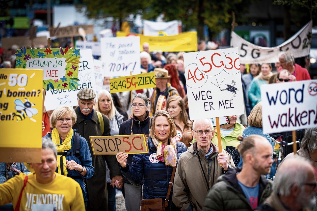 Een demonstratie tegen 5G in Den Haag.