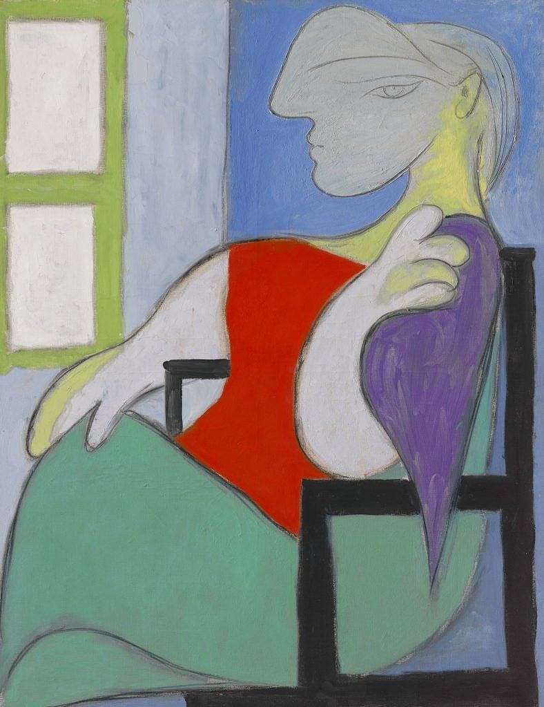 Pablo Picasso, Femme assise près d'une fenêtre (Marie-Thérèse), 1932 (olieverf op doek, 146 x 114 cm).