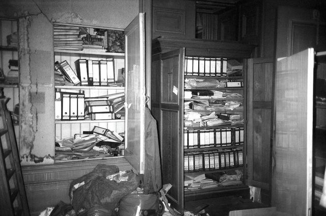 Het archief zoals aangetroffen in 1989 in Zeemans woonhuis.