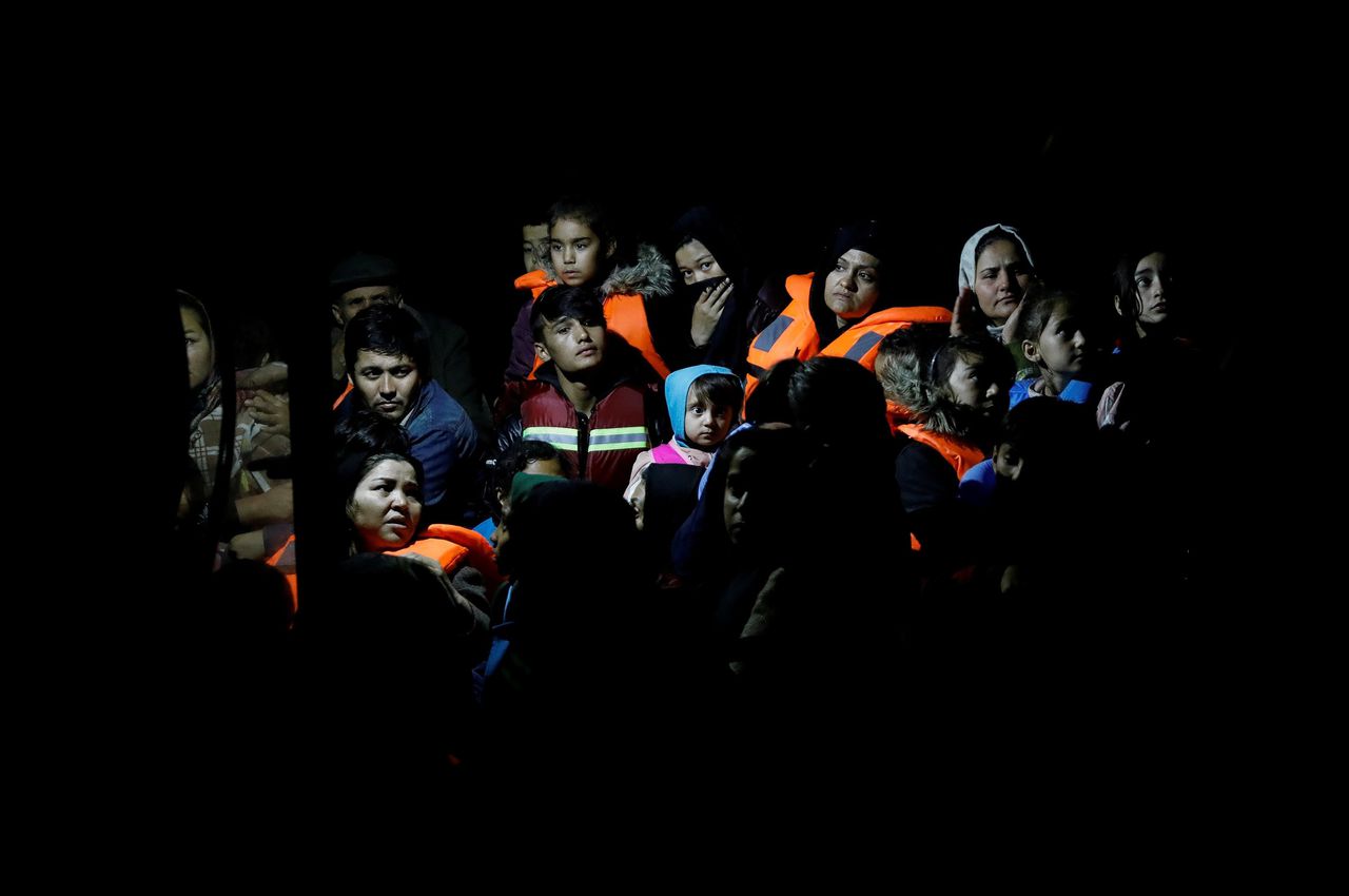 Migranten van Afghanistan komen in oktober dit jaar aan in Griekenland.
