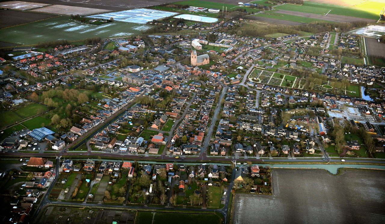 Luchtfoto van de omgeving rond Loppersum.