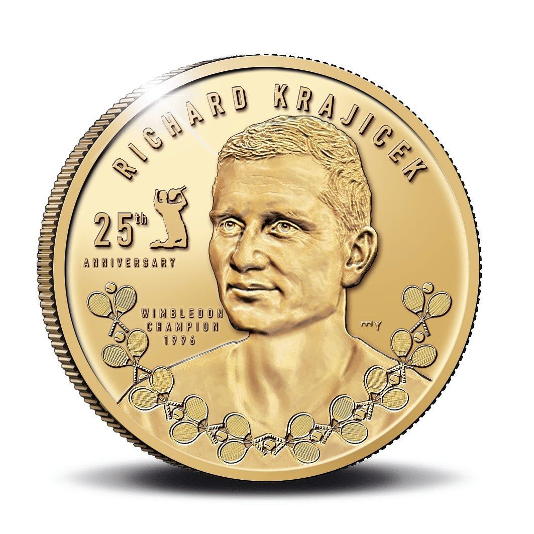 Een gouden munt voor het jubileum van de Wimbledon-titel van Richard Krajicek 