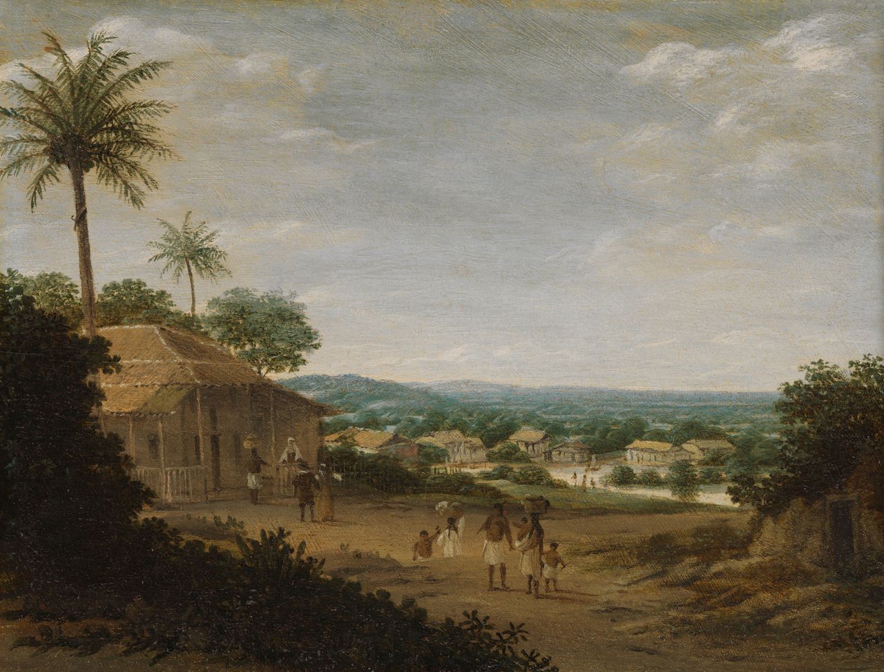 Een Braziliaans dorp, door schilder Frans Jansz. Post, 1675 - 1680