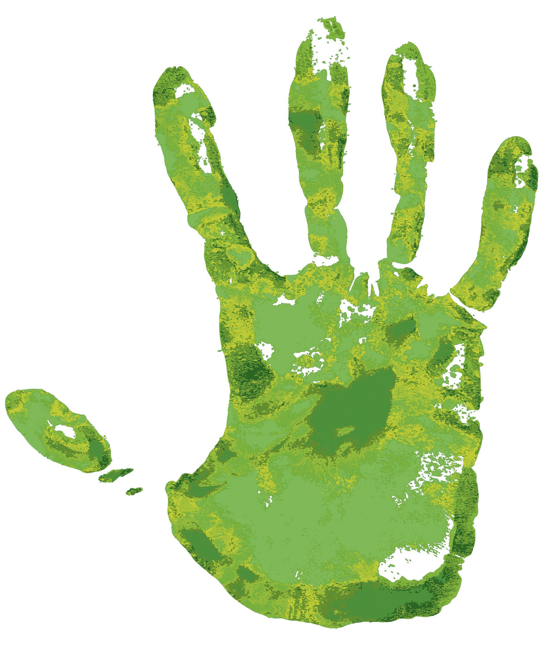 Правая рука зеленая