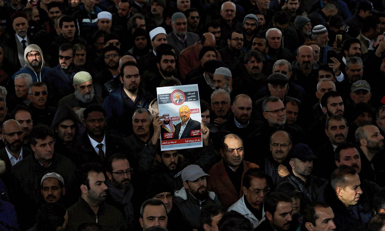 Herdenkingsceremonie in Istanbul in 2018 voor de vermoorde Saoedische journalist-dissident Jamal Khashoggi.