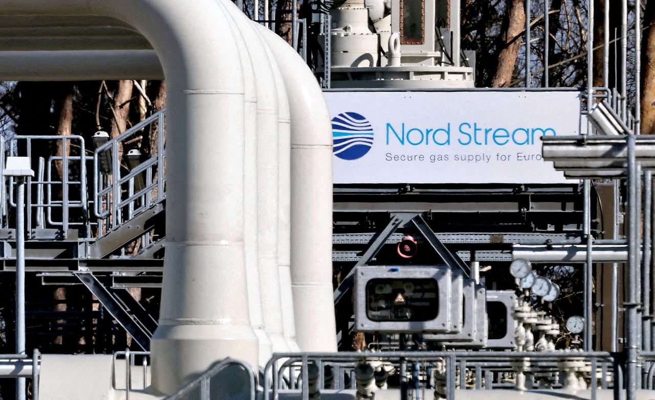 Pijpleidingen van Nord Stream 1 in Lubmin, Duitsland.