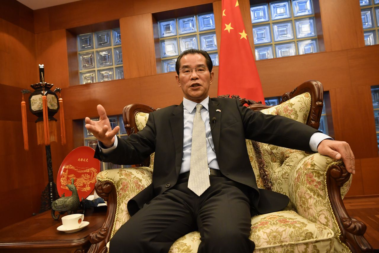 De Chinese ambassadeur in Zweden Gui Congyou op 15 november 2019 in Stockholm