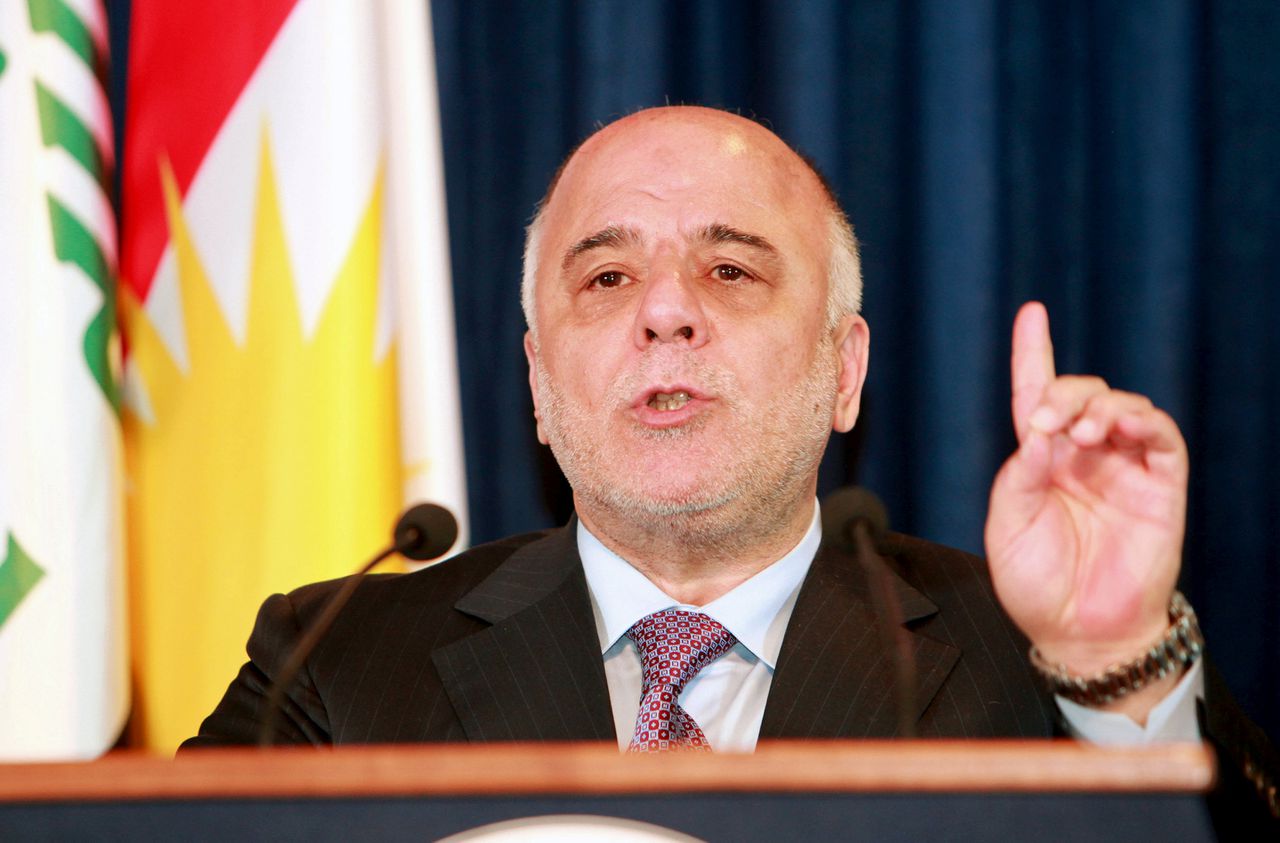 De Iraakse premier Haider al-Abadi in april vorig jaar.