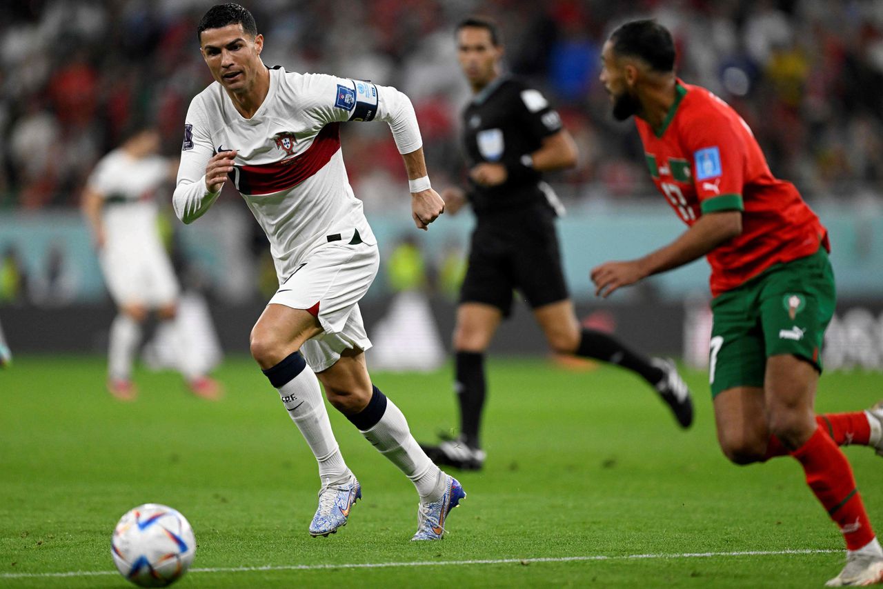 In zijn recordinterland heeft invaller Ronaldo tegen Marokko niets te vieren met Portugal 