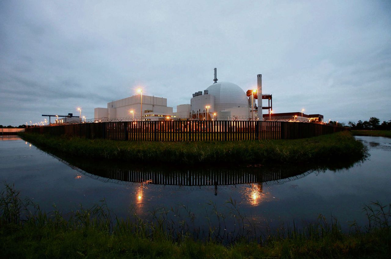 Kerncentrale in Brokdorf, bij Hamburg, die als onderdeel van de Energiewende gesloten wordt.