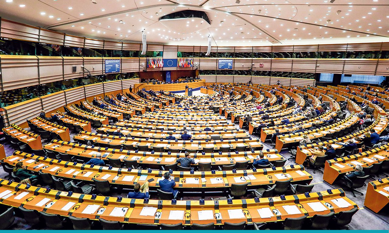 Er komt dit jaar voor het eerst een Europees parlement, hier te zien in Brussel, dat niet groeit maar krimpt, omdat 73 Britse zetels vervallen.