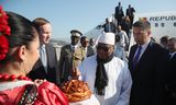 Ibrahim Keita, president van Mali, wordt welkom geheten op de luchthaven van Sotsji, Rusland, waar hij arriveert voor de Rusland-Afrika conferentie, 22 oktober 2019. 