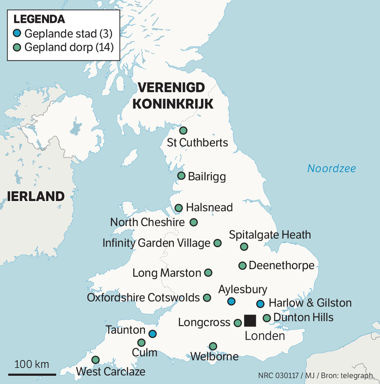In Engeland komen 17 nieuwe dorpen en steden 