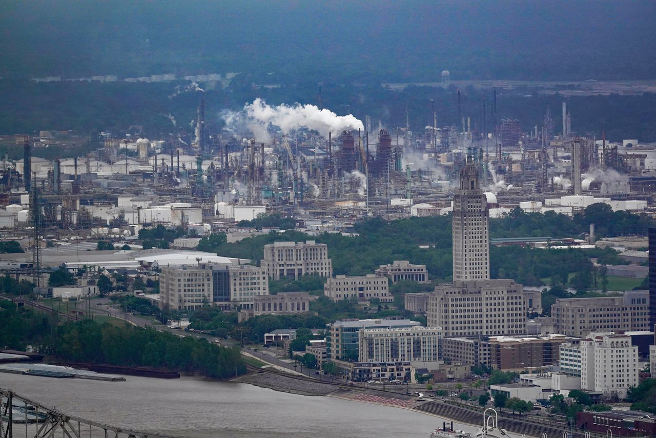 Het ExxonMobil Baton Rouge-raffinaderijcomplex in de Amerikaanse staat Louisiana.