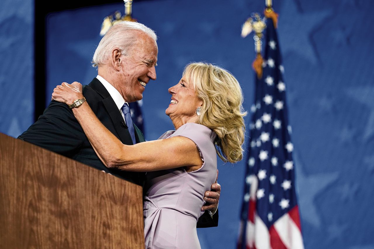 Presidentskandidaat Joe Biden en zijn vrouw Jill tijdens de Democratische conventie.