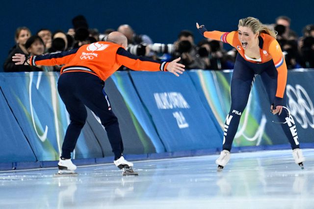 Leerdam met haar coach Kosta Poltavets.