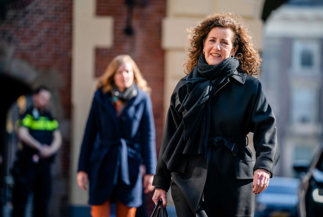 Minister Ingrid van Engelshoven (Onderwijs, Cultuur en Wetenschappen, D66) op het Binnenhof in Den Haag.