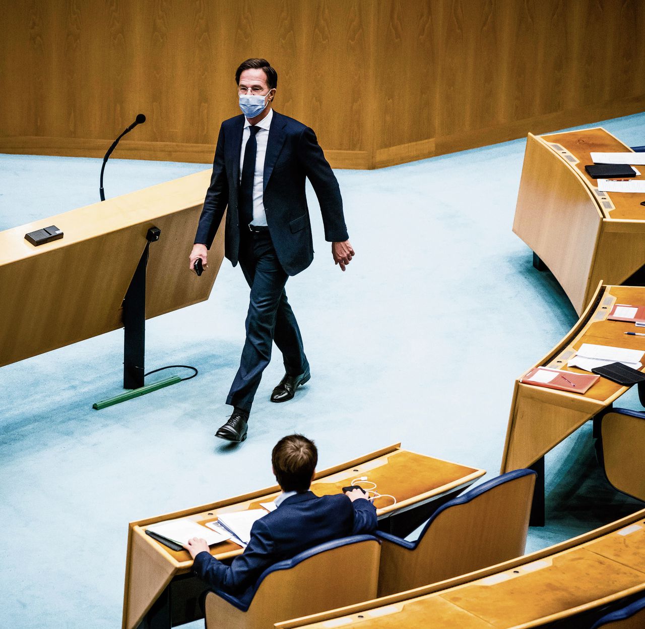 Demissionair premier Mark Rutte tijdens het Verantwoordingsdebat in de Tweede Kamer over 2020.