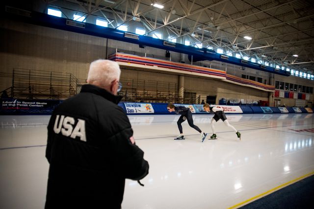  drie rijders, twee mannen en een vrouw. De Amerikaanse selectie traint tweeduizend kilometer verderop in Salt Lake City.