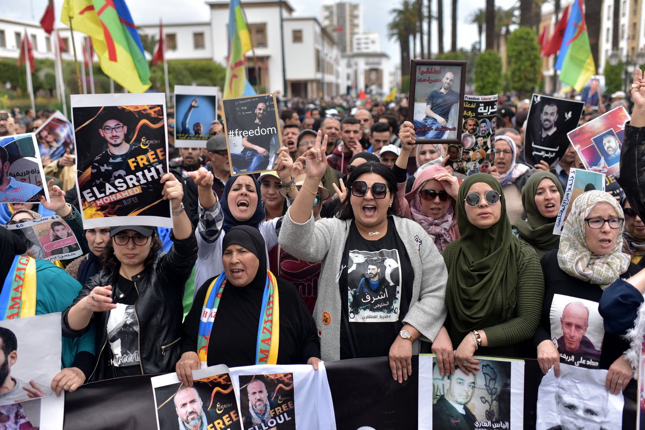 Protest tegen de gevangenschap van Riffijnse activisten in Rabat, april 2019