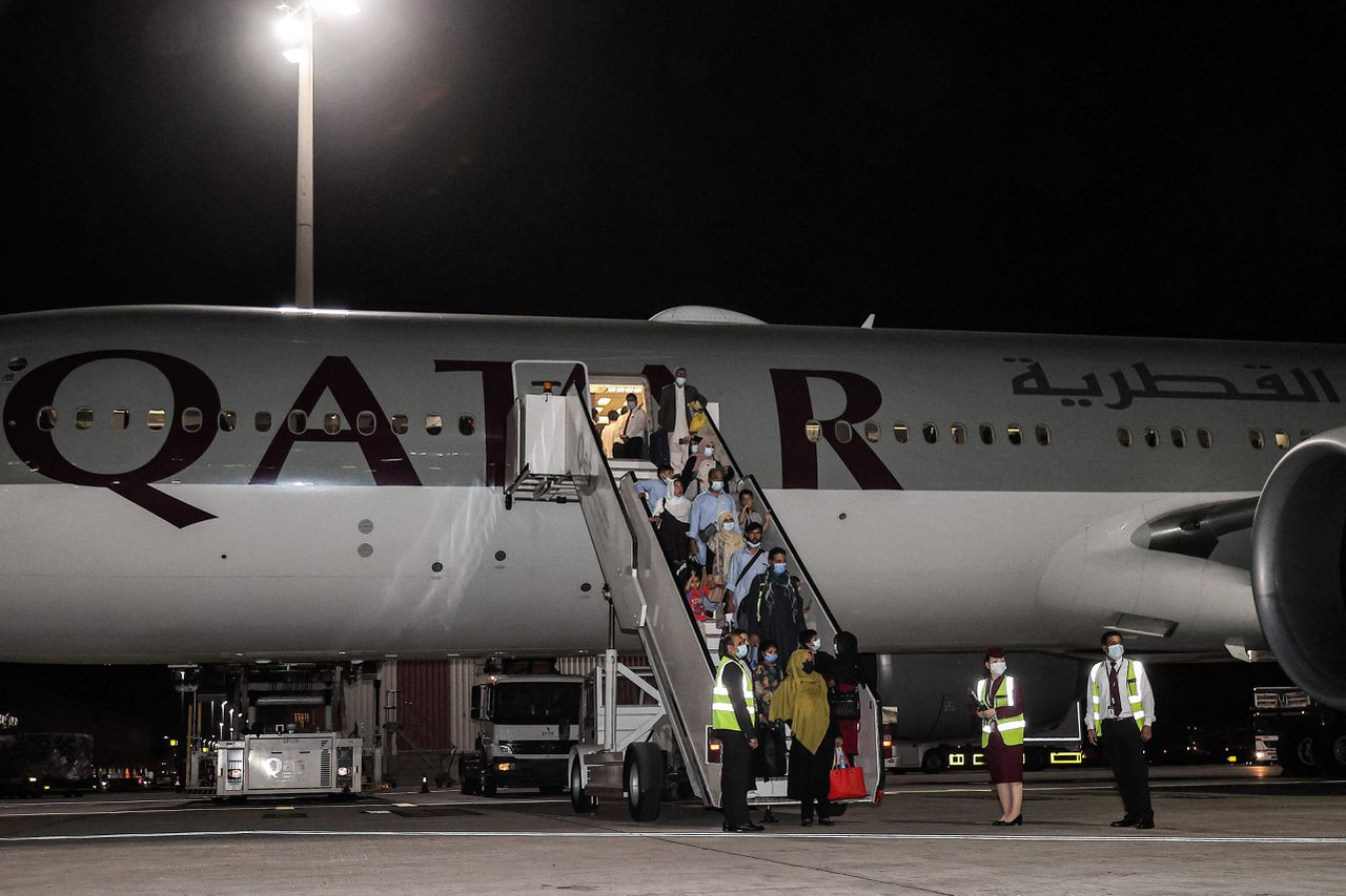 Het betreffende vliegtuig komt aan in Doha.