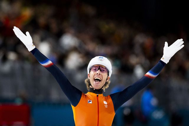 Een euforische Jorrit Bergsma. 