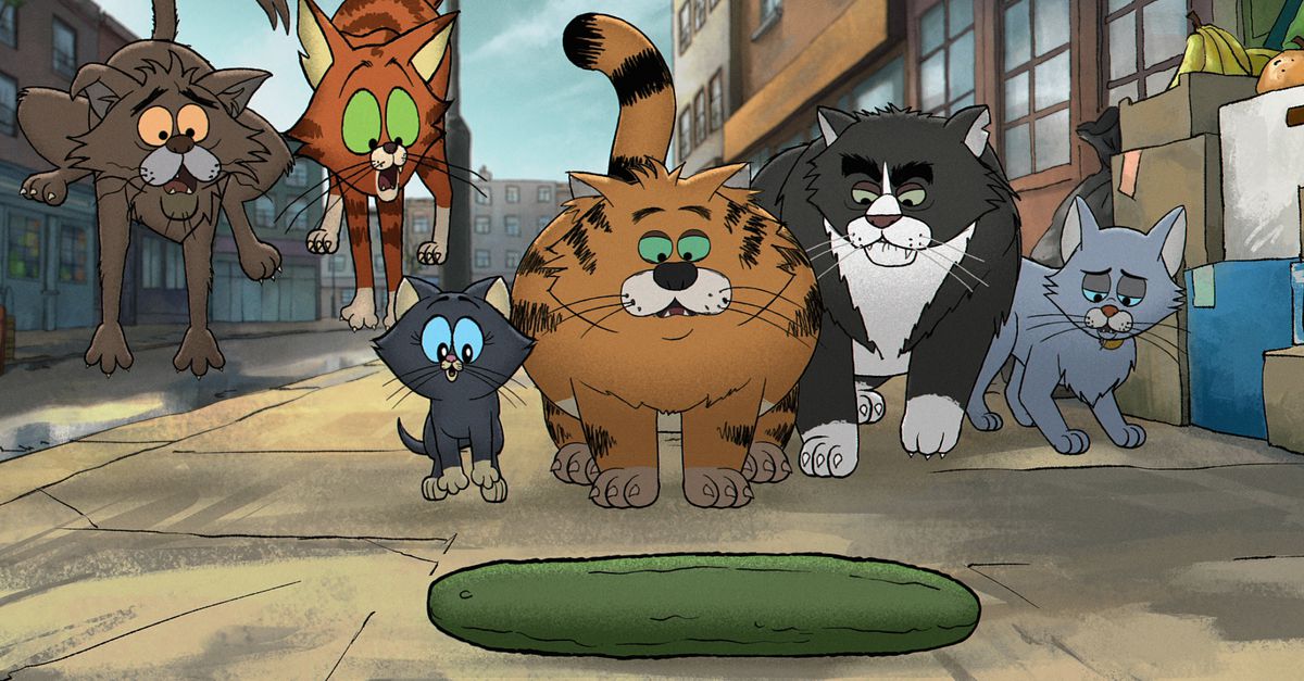 ‘In Alley Cats’ speelt Ricky Gervais een dikke rode kater die iedereen beledigt