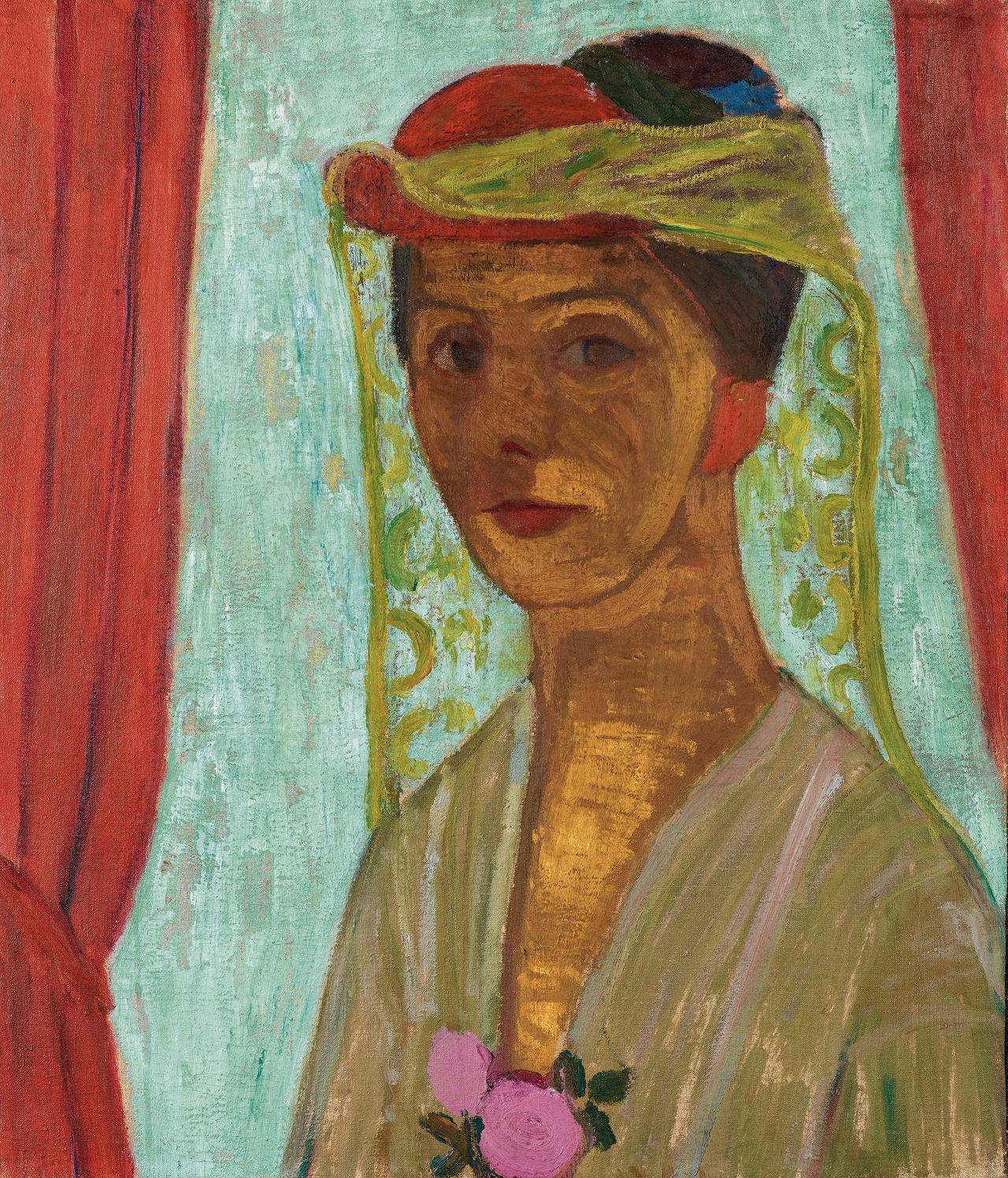 Paula Modersohn-Becker, Zelfportret met hoed en sluier, 1906-1907. (67,5 x 57,5 cm).