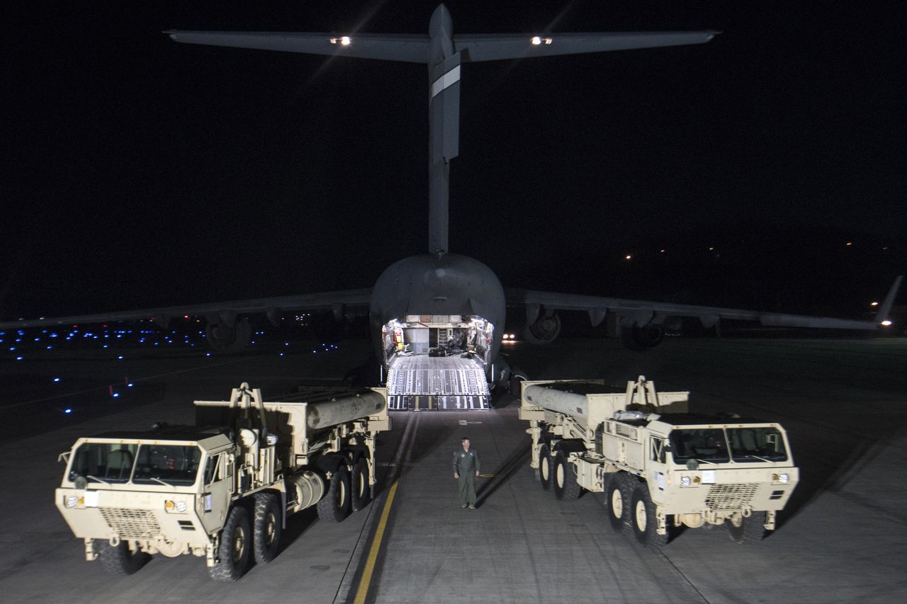 Een deel van het THAAD-raketafweersysteem kwam vorige week al aan in Zuid-Korea.