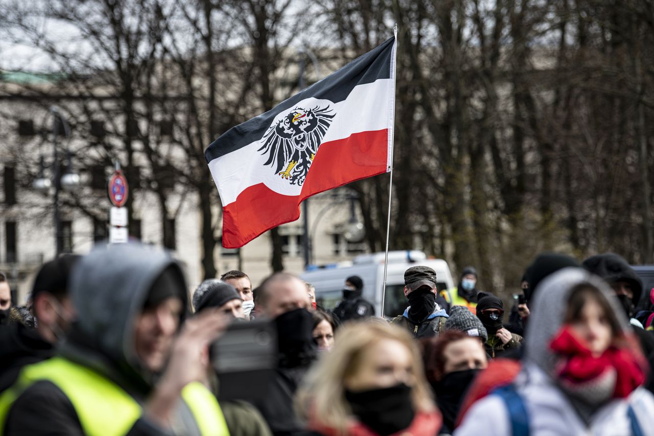 Een demonstratie van de extreem-rechtse Reichsbürger-beweging in Berlijn, maart vorig jaar.