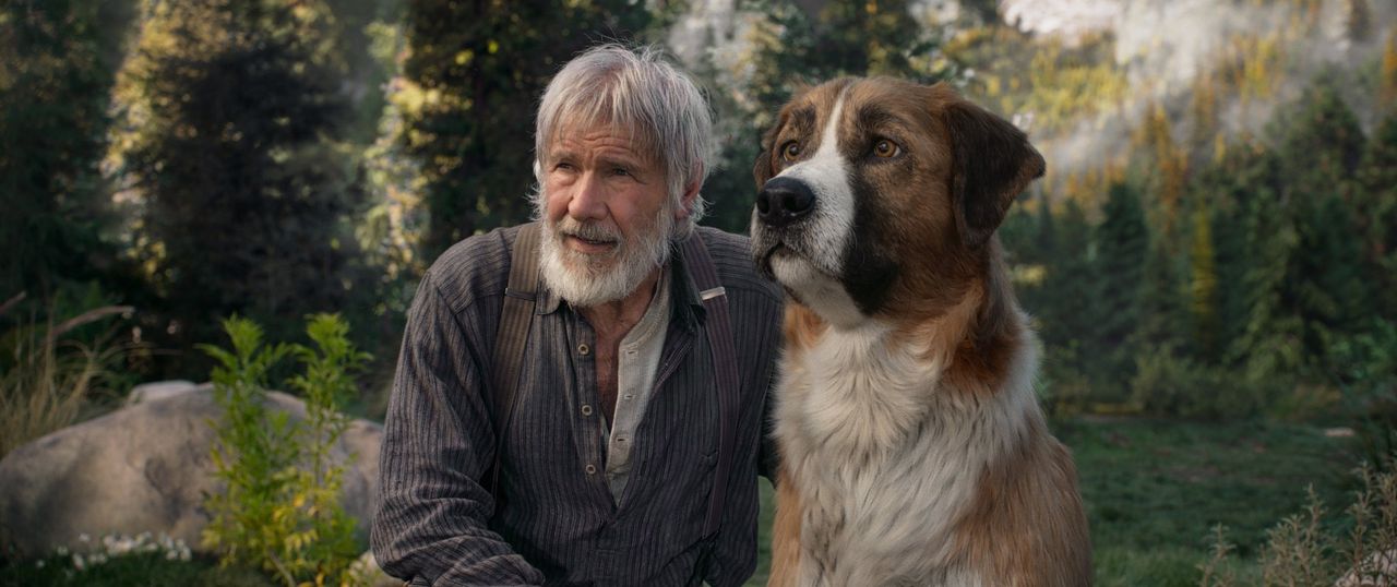 John Thornton (Harrison Ford) en de digitale sint-bernard Buck in ‘The Call of the Wild’.