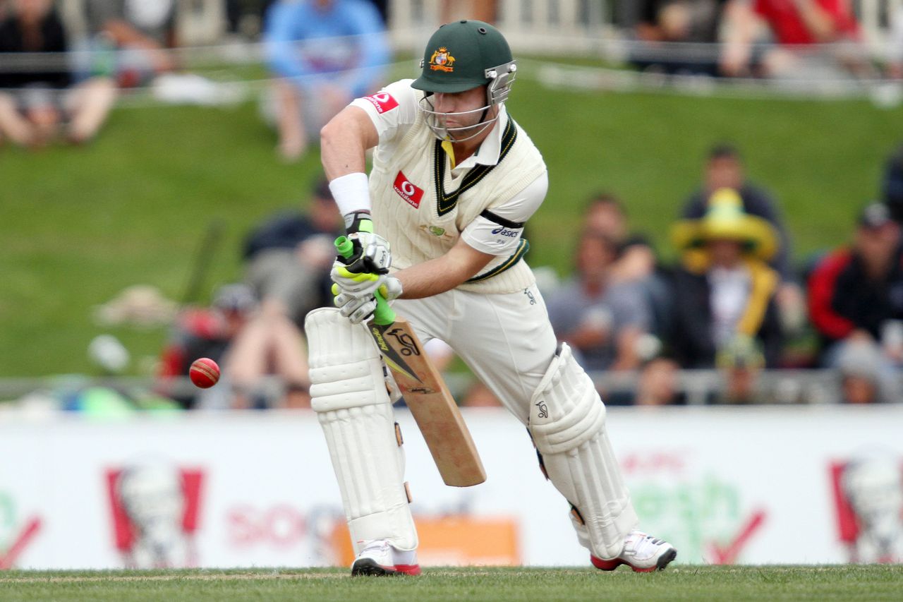 De Australische cricketer Phillip Hughes in actie tegen Nieuw-Zeeland.