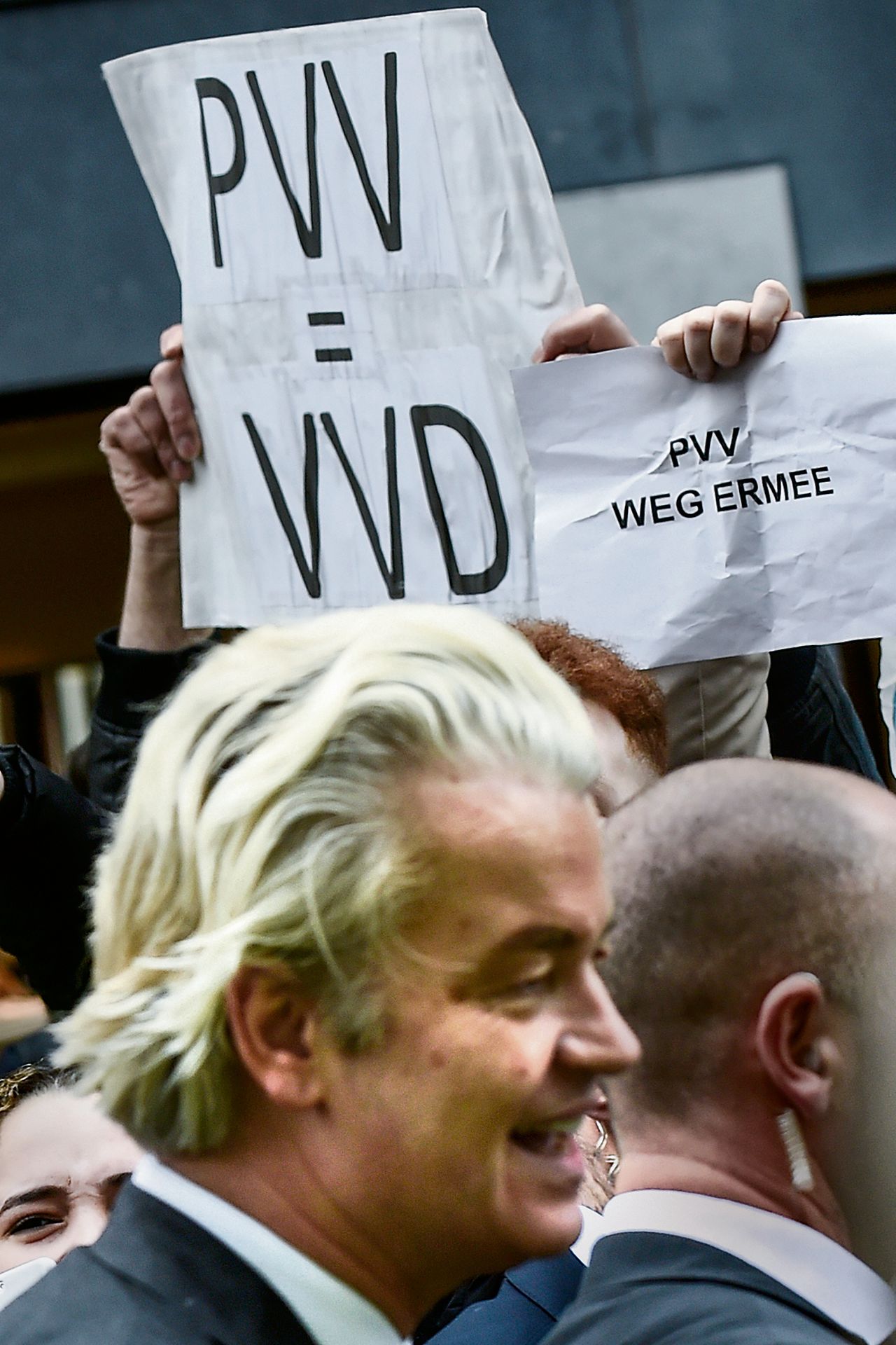 Geert Wilders enkele dagen voor de verkiezingen op campagne in Heerlen.