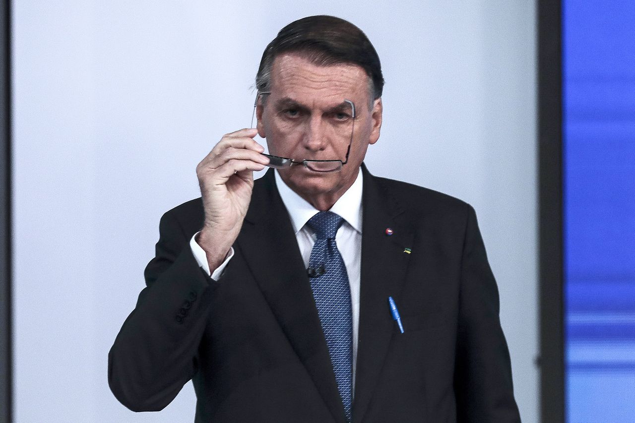 Jair Bolsonaro tijdens een verkiezingsdebat in november.