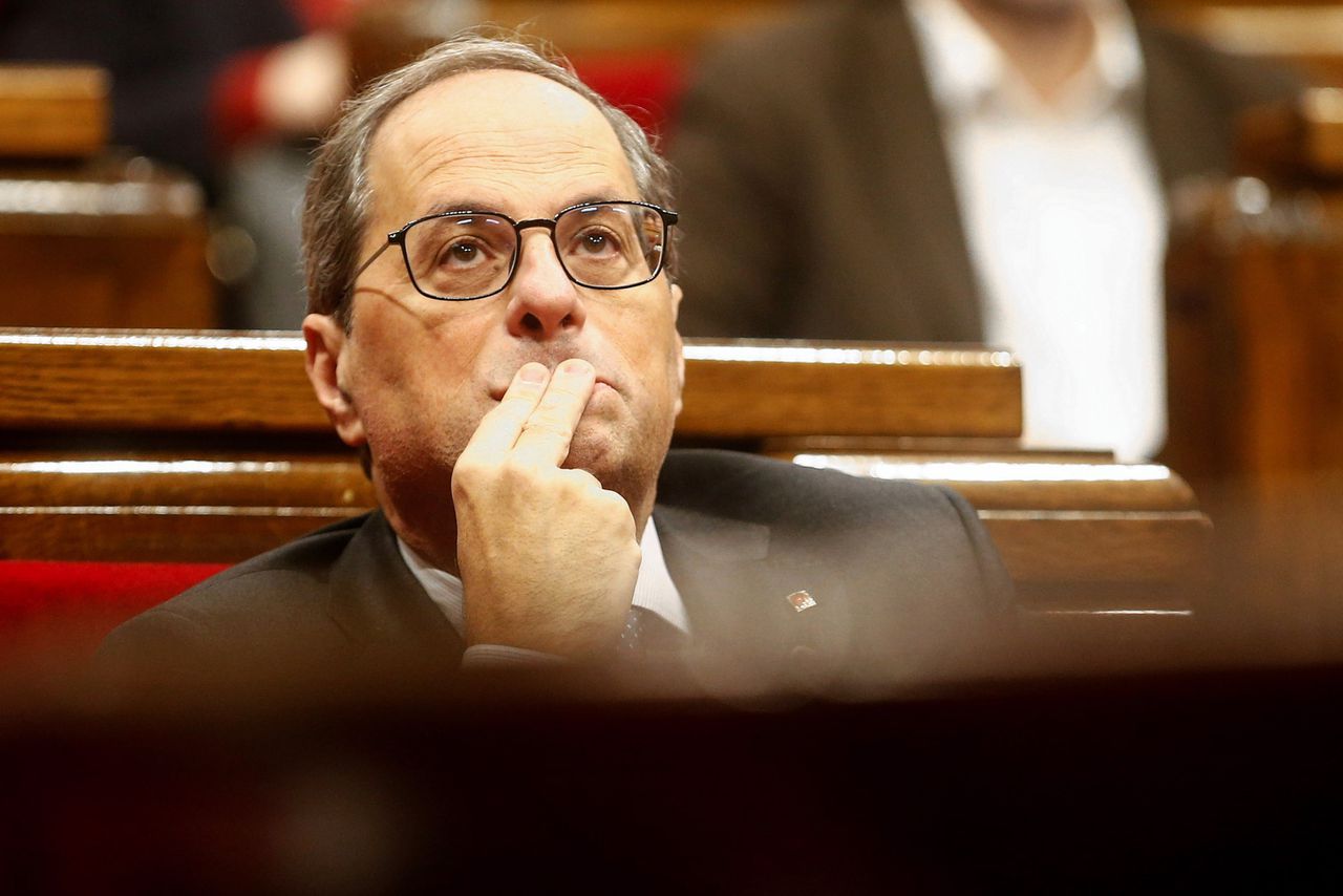 De Catalaanse regiopresident Quim Torra vorige maand in het regioparlement.