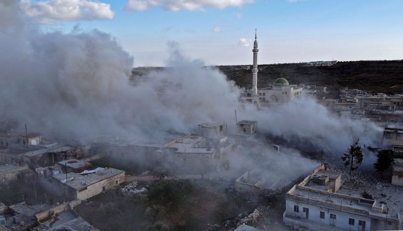 Luchtbombardement op 2 maart op het dorp Balyun in het zuidelijk deel van de Syrische provincie Idlib