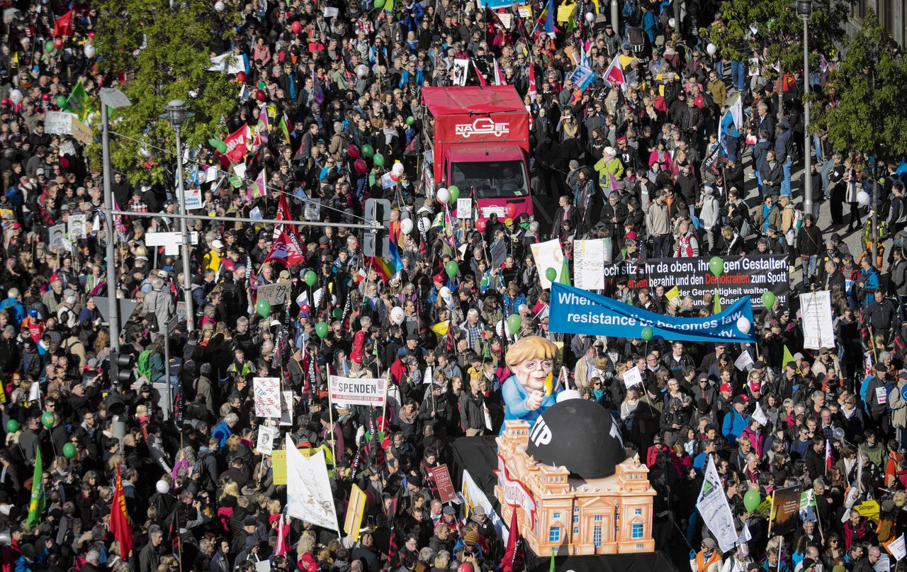 In Berlijn gingen in oktober vorig jaar 50.000 mensen de straat op om te protesteren tegen vrijhandelsverdragen.