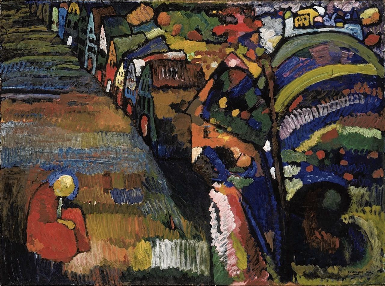 Het schilderij uit het Stedelijk Museum waarop de erven aanspraak maken: Wassily Kandinsky, Bild mit Häusern, 1909.