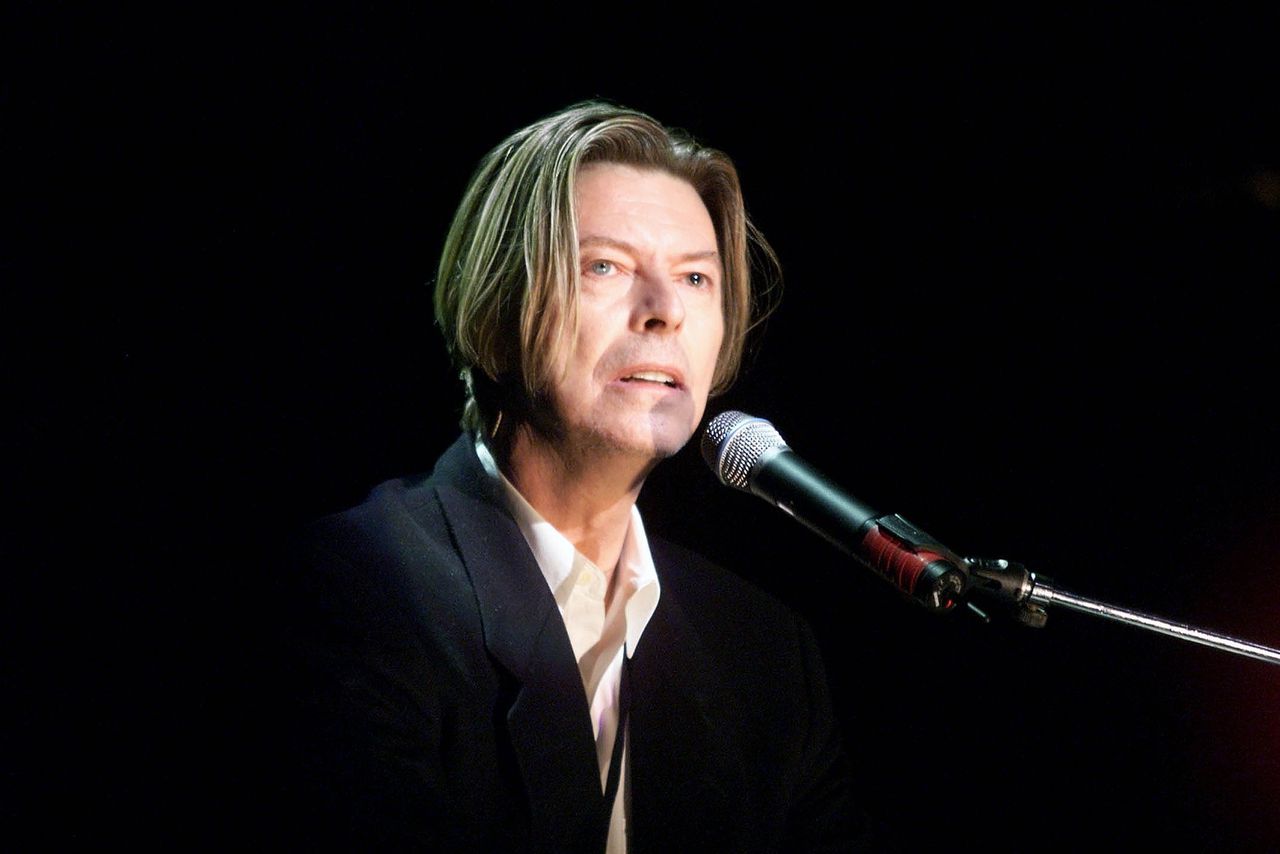 David Bowie in 2001 tijdens de repetities voor een concert in New York.